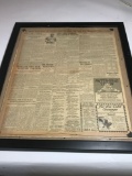1920 Newspaper Babe Ruth Sold To Yankees Framed