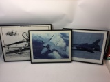 Lot of 3 Framed Pieces of Aviation Art