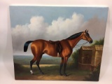 Signed Horse Art on Canvas 24x20.5in