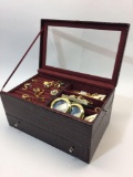 Prestige Jewelry Box 8x13x7in with miscellaneous jewelry