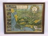 Framed Art of Los Angeles circa 1871 - Made in 1929 - 20x27in