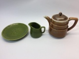 Ceramic Filco Coffee Pot Jr & Ceramic Franciscan Plate & Pitcher