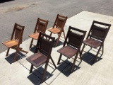 6 Vintage Foldable Wooden Chairs