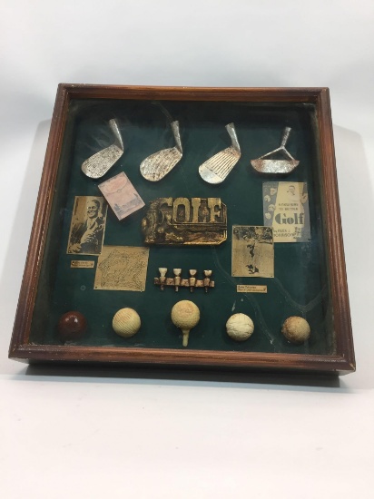 Framed Golf Memorabilia 15x15x3in