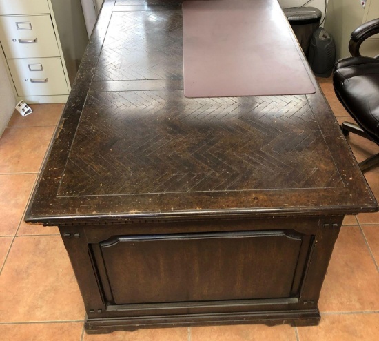 Oak Desk 38in x 79in x 30in with Matching Credenza