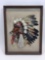 Framed Native American Fabric Art 21x16in