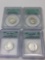 Lot of 4 Quarters, 25 Cent Coins, PCGS & ICG Rated