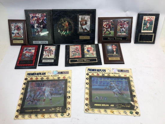 San Francisco 49ers Steve Young and Jerry Rice Plaques and Memorabilia
