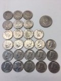 Vintage US Coins, 25 half dollars, 1 dollar coin, 1971-2000