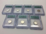 Lot of 7 Dimes, ICG MS64, MS65, MS66, 10 Cent Coins