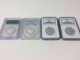 Lot of 4 Kennedy Half Dollars, 1994-S PCGS PR70 DCAM Silver, 2005-S ICG PR69 DCAM, 2x 1970 D NGC MS