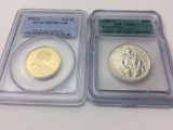 2 US Coins - 1982-D Half-Dollar ICG MS67, 2000-S One Dollar PCGS PR69 DCAM