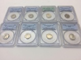 Lot of 8 Dimes, 10 Cent Coins, all PCGS Graded PR60CAM-PR70 DCAM