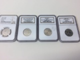 Lot of 4 State Quarters, US 25 Cent Coins, all NGC Graded