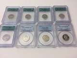 Lot of 8 Nickels, 5 Cent Coins, all Graded by ICG or PCGS