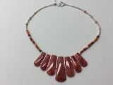 15.5in Rare Red Spondylus Necklace 950 Silver