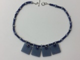 15.5in Lapiz Lazuli and Celestite Necklace 950 Silver