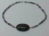 17in Central Opal and Fluorite Necklace 950 Silver