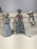 Porcelain Painted Lady Figures 3 Units