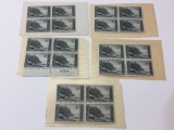 1934 Acadia 7 Cent US Stamp Sheet Blocks