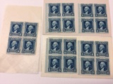 1933 Washington 5 Cent US Stamp Sheet Blocks