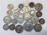 23 Silver Coins, US & Foreign