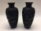 2 Carved Asian Dragon Vases 9.5in Tall
