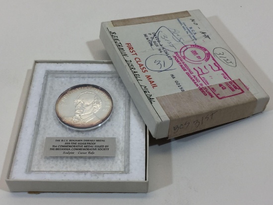 Benjamin Disraeli Medal .999 Silver 1.438oz Coin