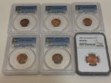 Lot of 6 Graded Pennies, 196X-D Mint Error AU50, etc