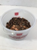 Ice Cream Container Of Pennies, 16.5lb