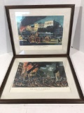 Currier and Ives Life Of a Fireman Framed 2 Units