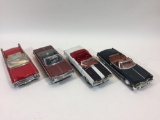 4 Die-Cast 1/18 Scale Model Car Toys, Cadillac, Chevrolet, Plymouth