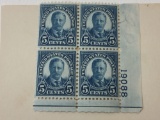 1927 Roosevelt 5 Cent US Stamps, Block of 4
