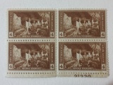 1934 Mesa Verde 4 Cent US Stamps, 1 Block of 4