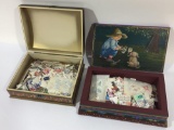 2 Wood Boxes filled with Stamps