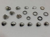 Lot of 19 Fashion Rings, Assorted Styles and Sizes