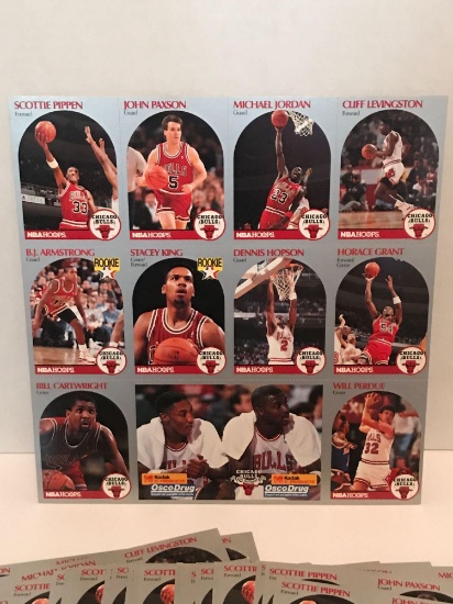 1990 Chicago Bulls Uncut Basketball Card Sheets 40 Units