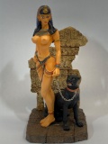 Egyptian Panther Goddess Sculpture by Gabriella Veronese 10in Tall