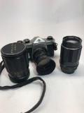Asahi Pentax Spotmatic Camera With Lenses 3 Units