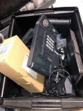 Bin of Connection Extenders, Panasonic Desk Phone, Motorola Radio Mics