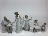 5 Units Lladro Figurines Spanish Porcelain