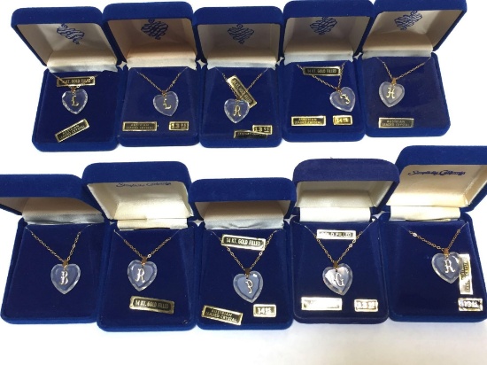 Lot of 10 Crystal Necklaces, says 14K Gold Filled Lettering