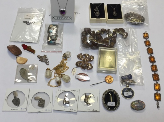 Lot of Costume Jewelry, Necklaces, Pins