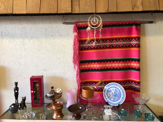 Shelf Contents, Waterford Crystal Knife Rests, Indian Blanket & Dreamcatcher, more