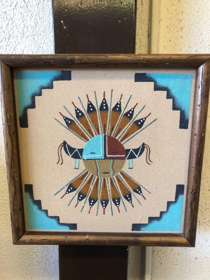 Navajo Indian Sand Painting Wall Art 13x13 Inches