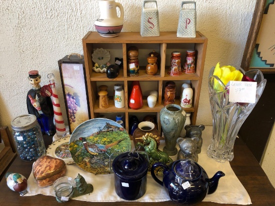 Lot of Salt & Pepper Shakers, Ceramics, Lenox Vase, and More