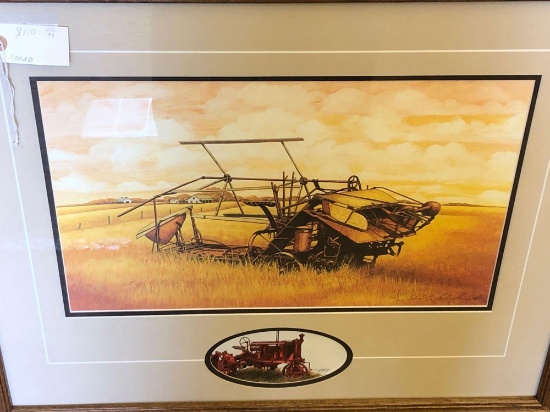 Framed Farm Equipment Picture, 24x28 inches, by E.C. Schaefer