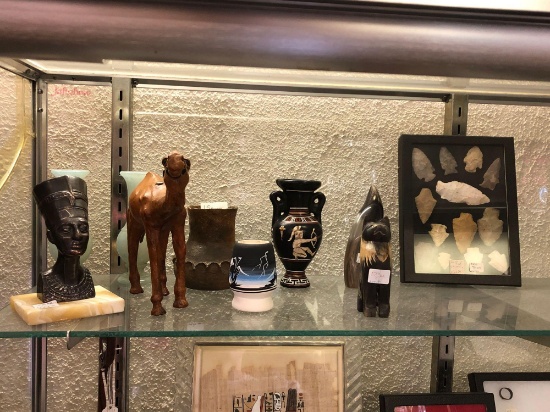 Shelf Contents, Archaic Arrowheads, Pottery, Animal Figures