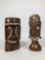 2 Units Tribal Decorated Carved Wood Face Figures