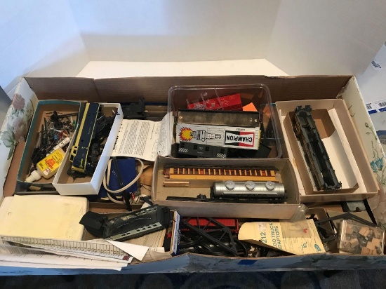 Large Box Full of Ho Scale Train Parts Accessories